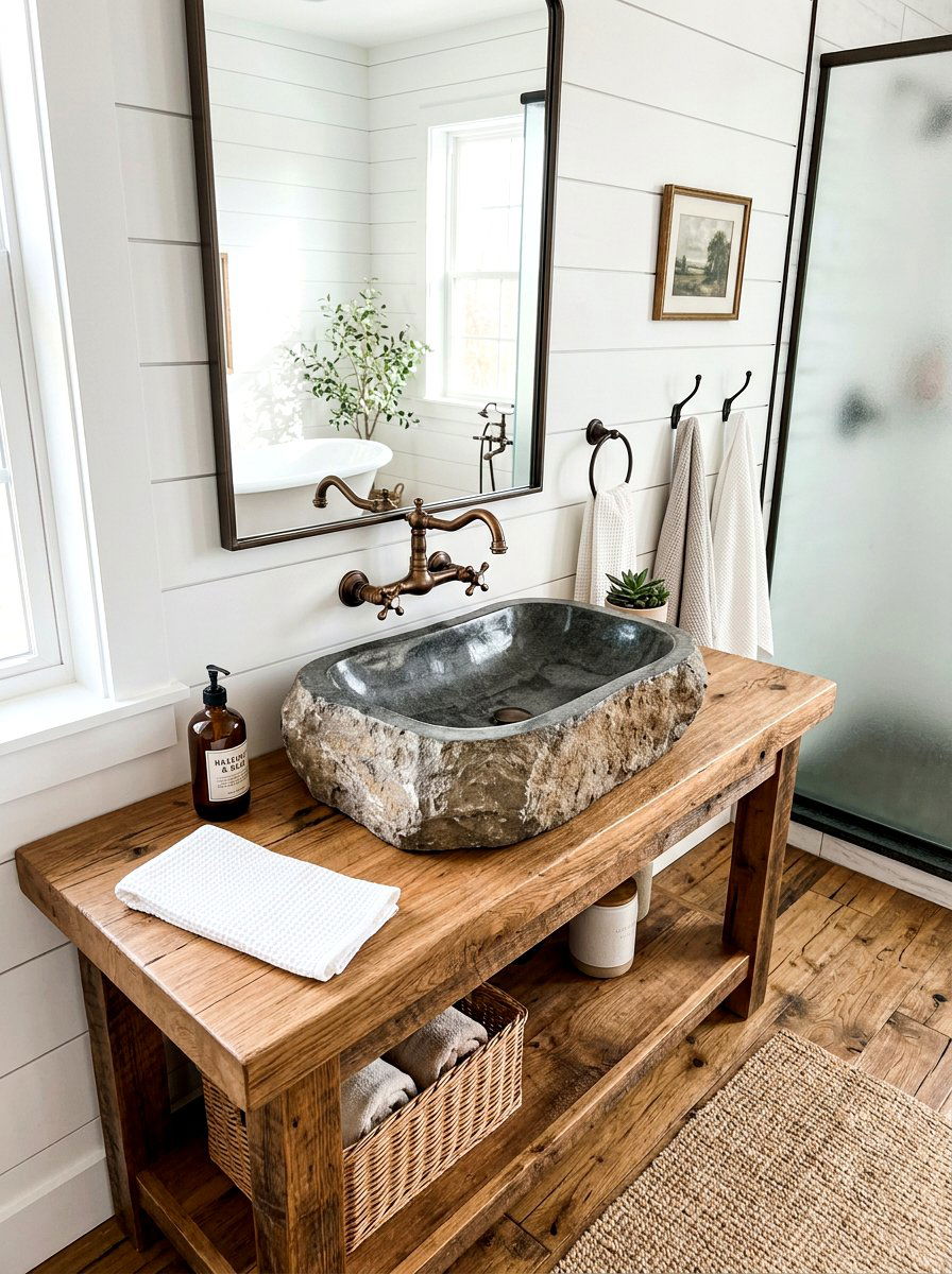 Polished interior stone sink - 30 stone vessel sink ideas