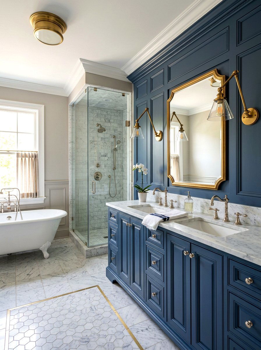 Polished nickel and brass bathroom - 30 mixed metal bathroom decor ideas