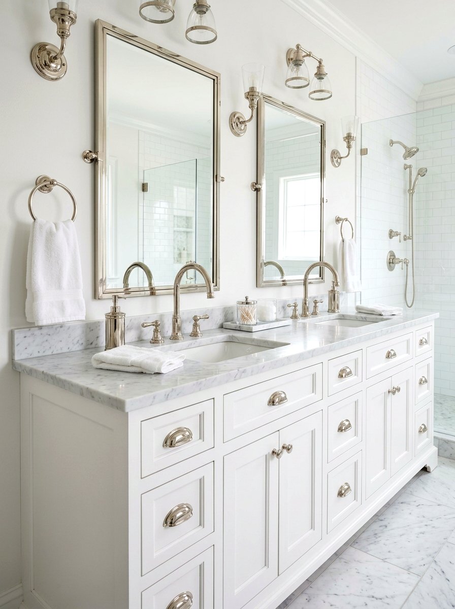 Polished nickel bathroom hardware - 30 coastal grandmother bathroom ideas