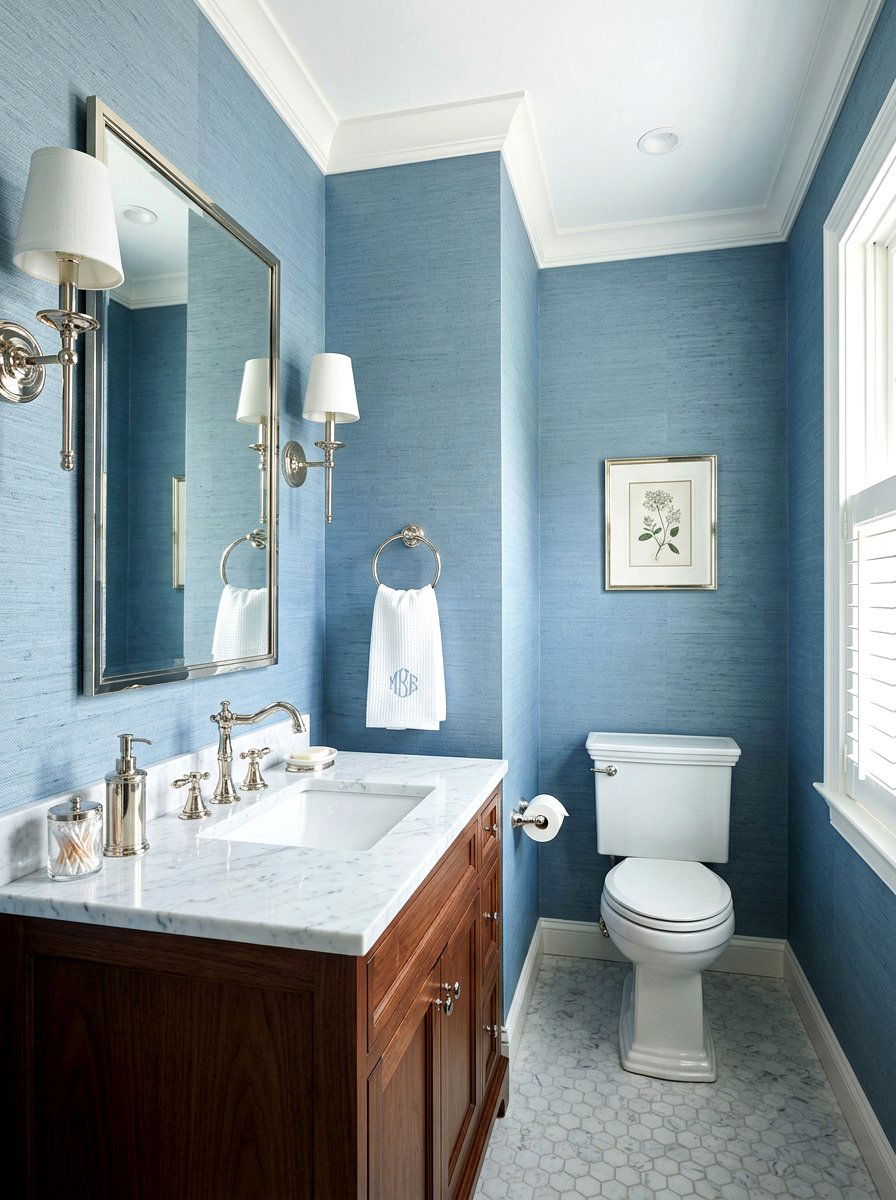 Polished nickel hardware - 30 traditional powder room ideas