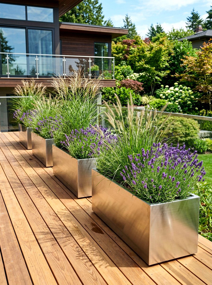Polished steel planter - 30 chrome outdoor accent ideas