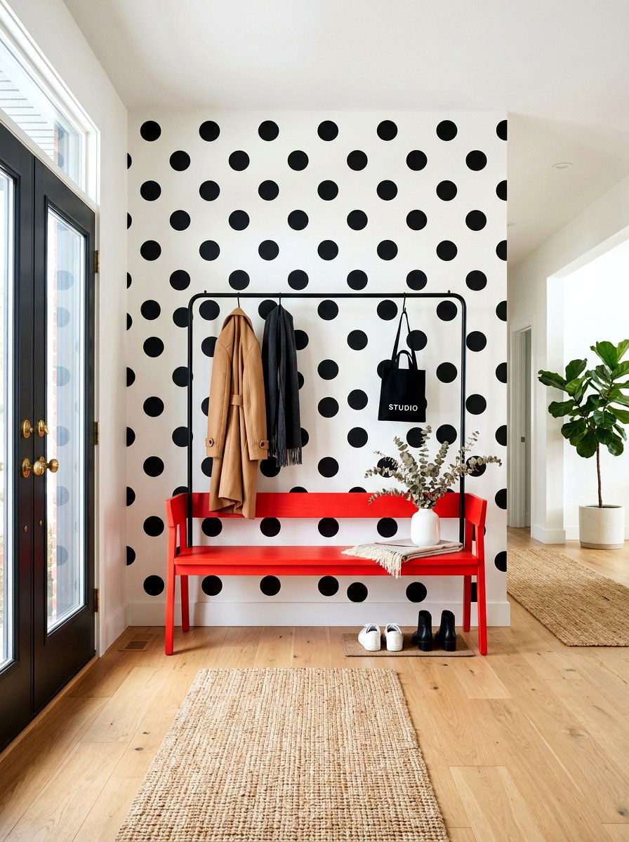 Polka Dot Entryway Wall - 30 dopamine entryway ideas