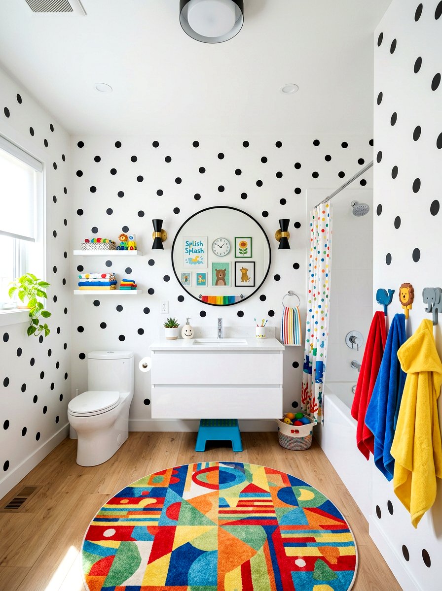 Polka Dot Kids Bathroom - 30 small kids bathroom ideas