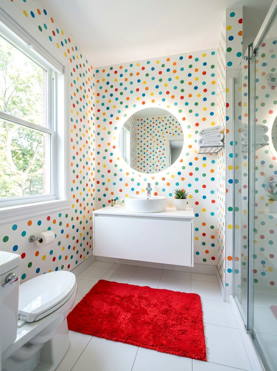 Polka Dot Pattern - 30 kids bathroom decor ideas