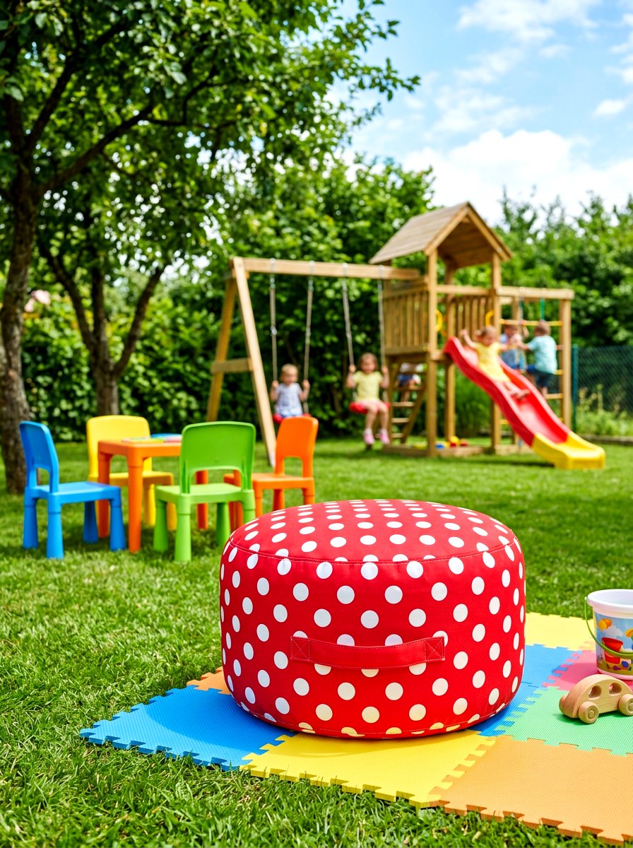 Polka Dot Pouf - 30 outdoor pouf lounge ideas
