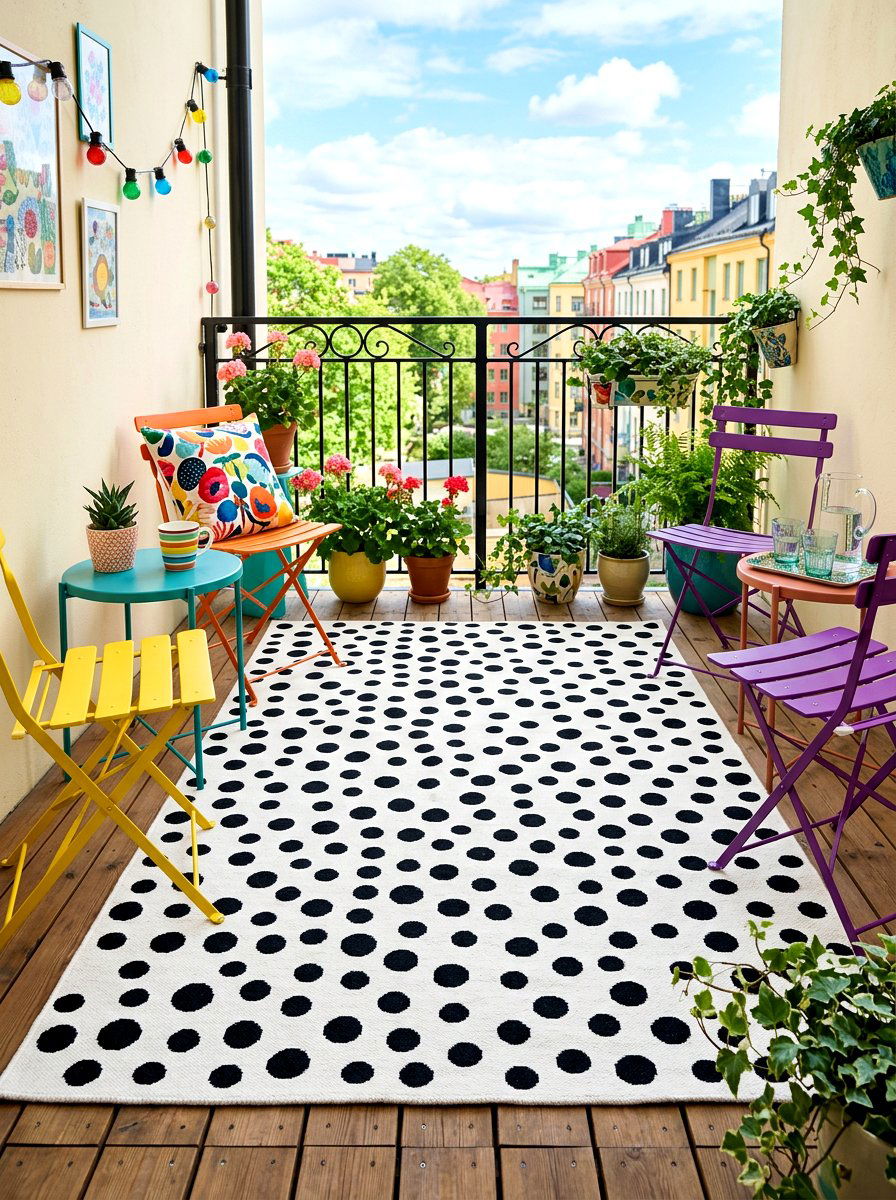 Polka Dot Rug - 30 balcony rug ideas