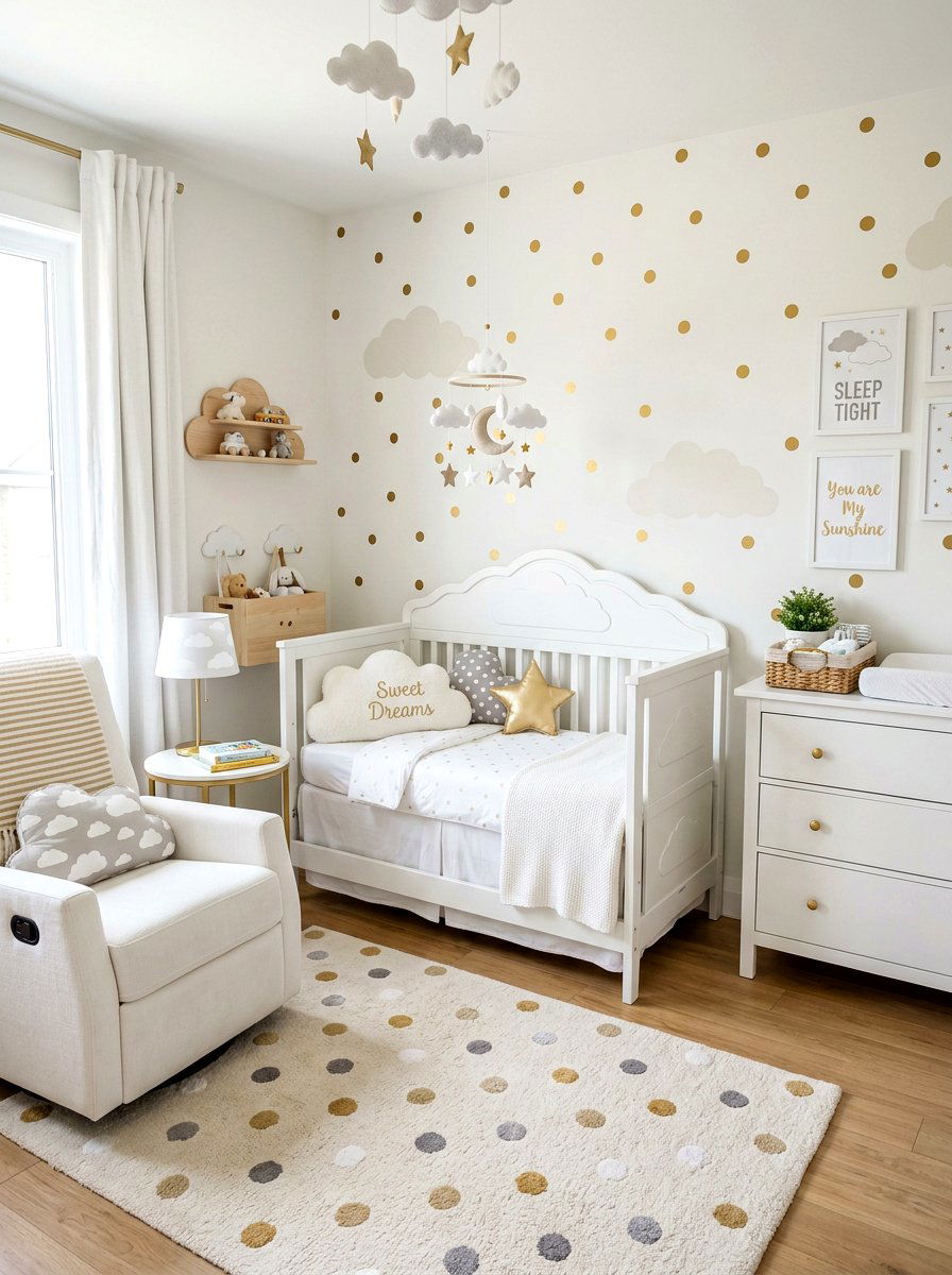 Polka Dot Sky Cloud Nursery - 30 cloud nursery ideas