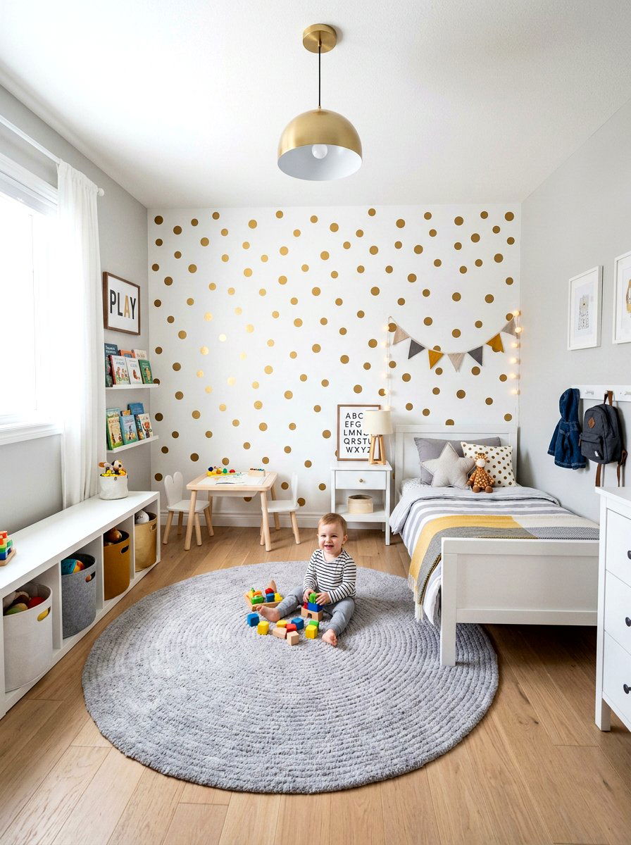 Polka Dot Toddler Room - 30 neutral toddler room ideas