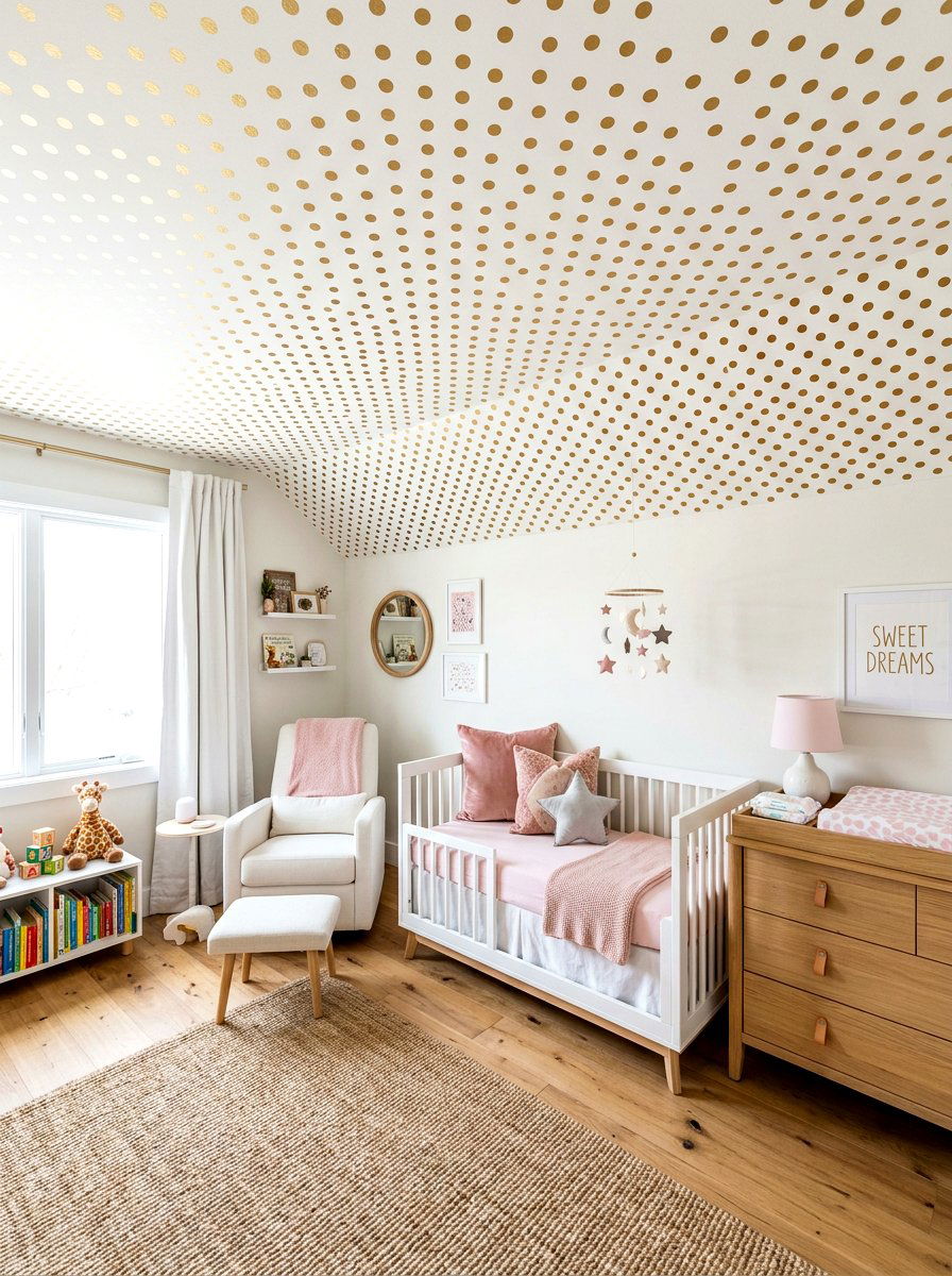 Polka Dot Whimsical Nursery - 30 wallpaper ceiling ideas