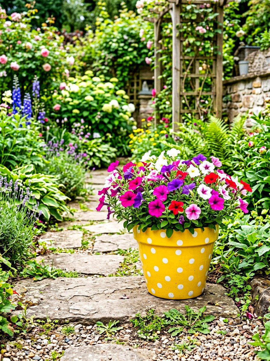 Polka dot garden pot - 30 painted flower pot ideas