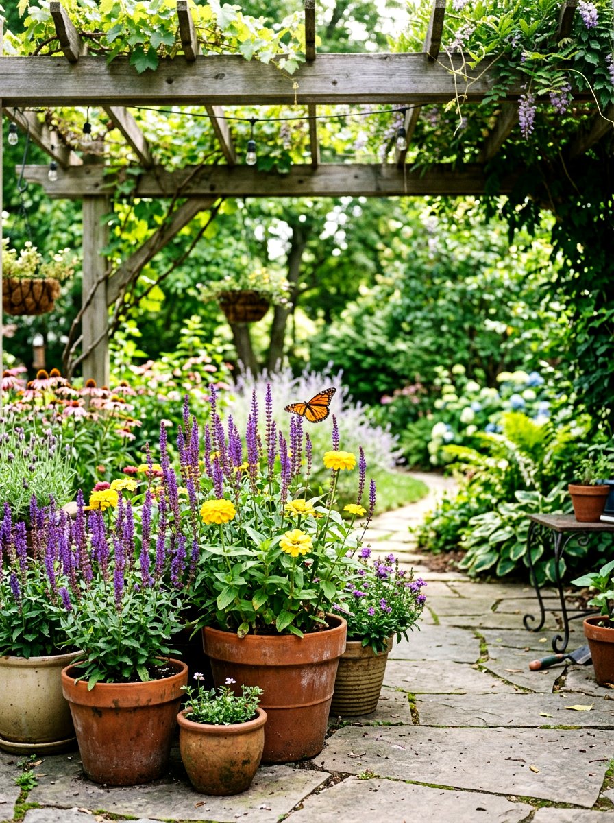 Pollinator Friendly Container - 30 patio container garden ideas