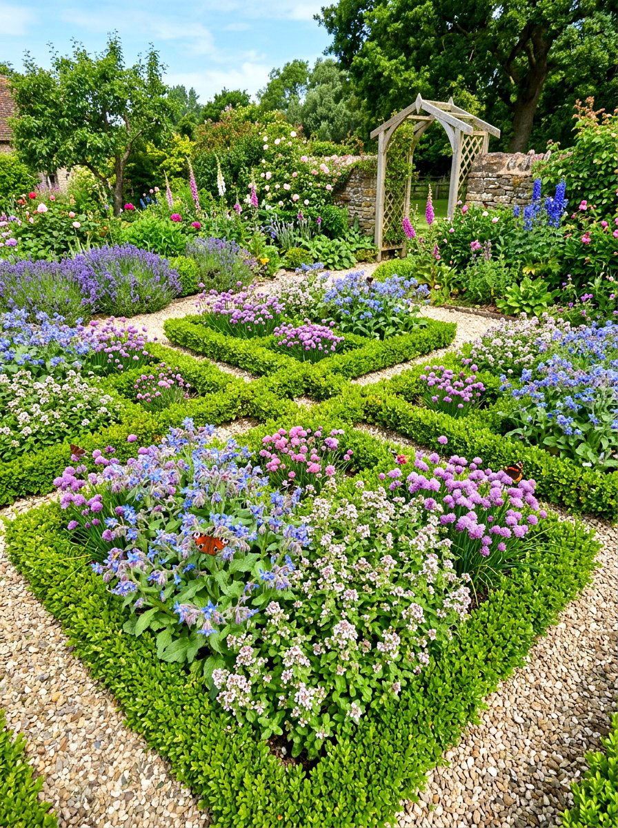 Pollinator Friendly Herb Pattern - 30 herb knot garden ideas