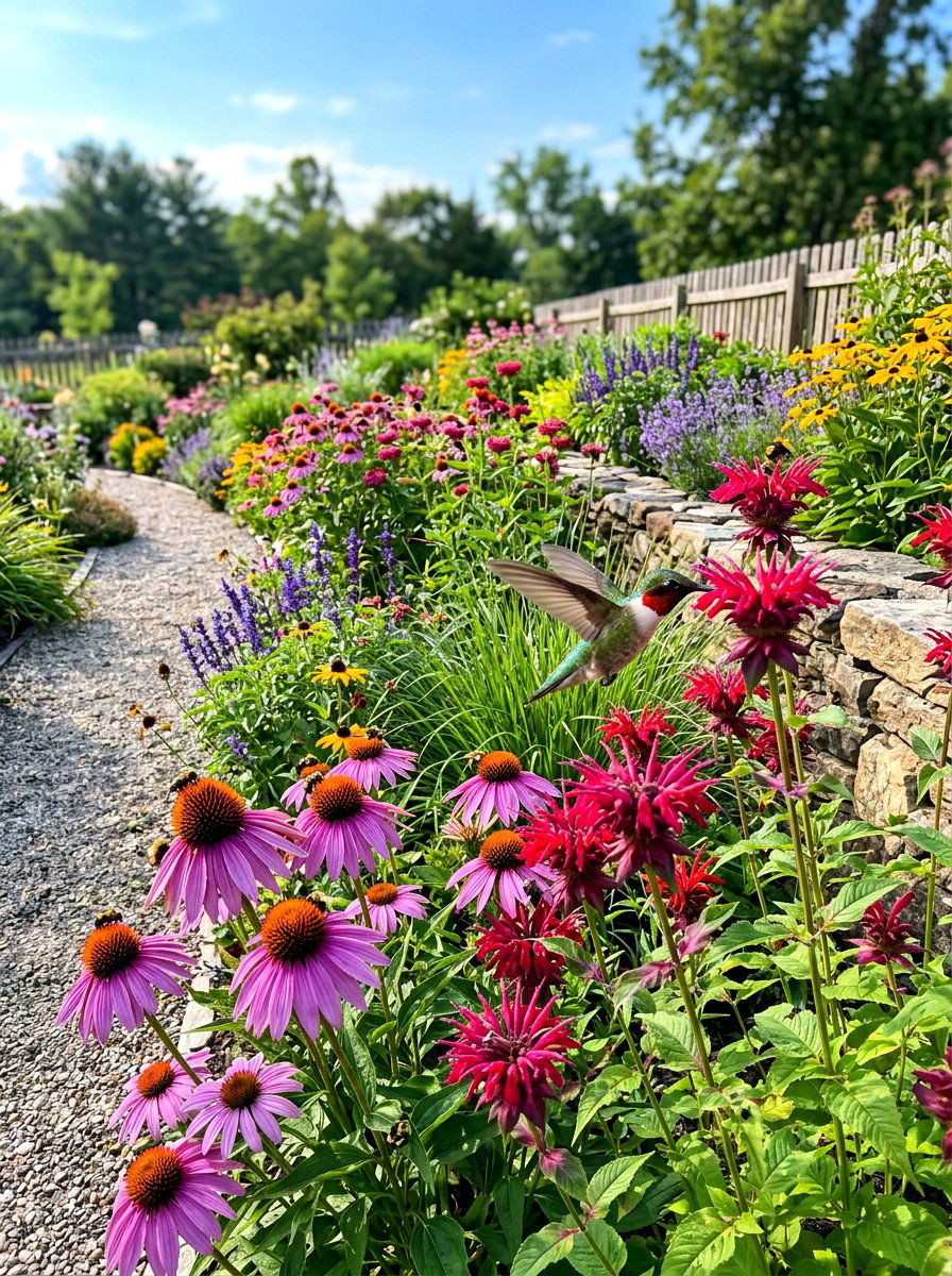 Pollinator Friendly Row - 30 hummingbird border ideas