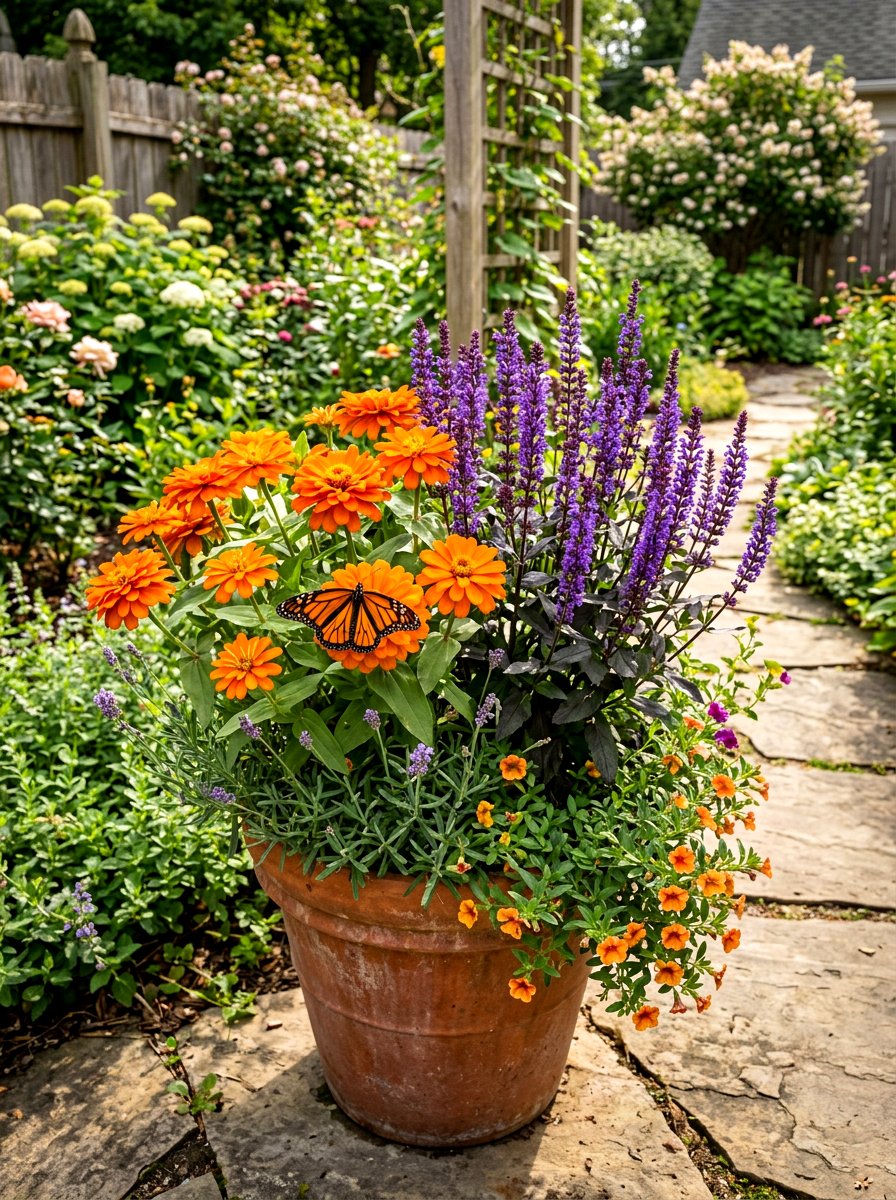 Pollinator Garden Pot - 30 summer container garden ideas