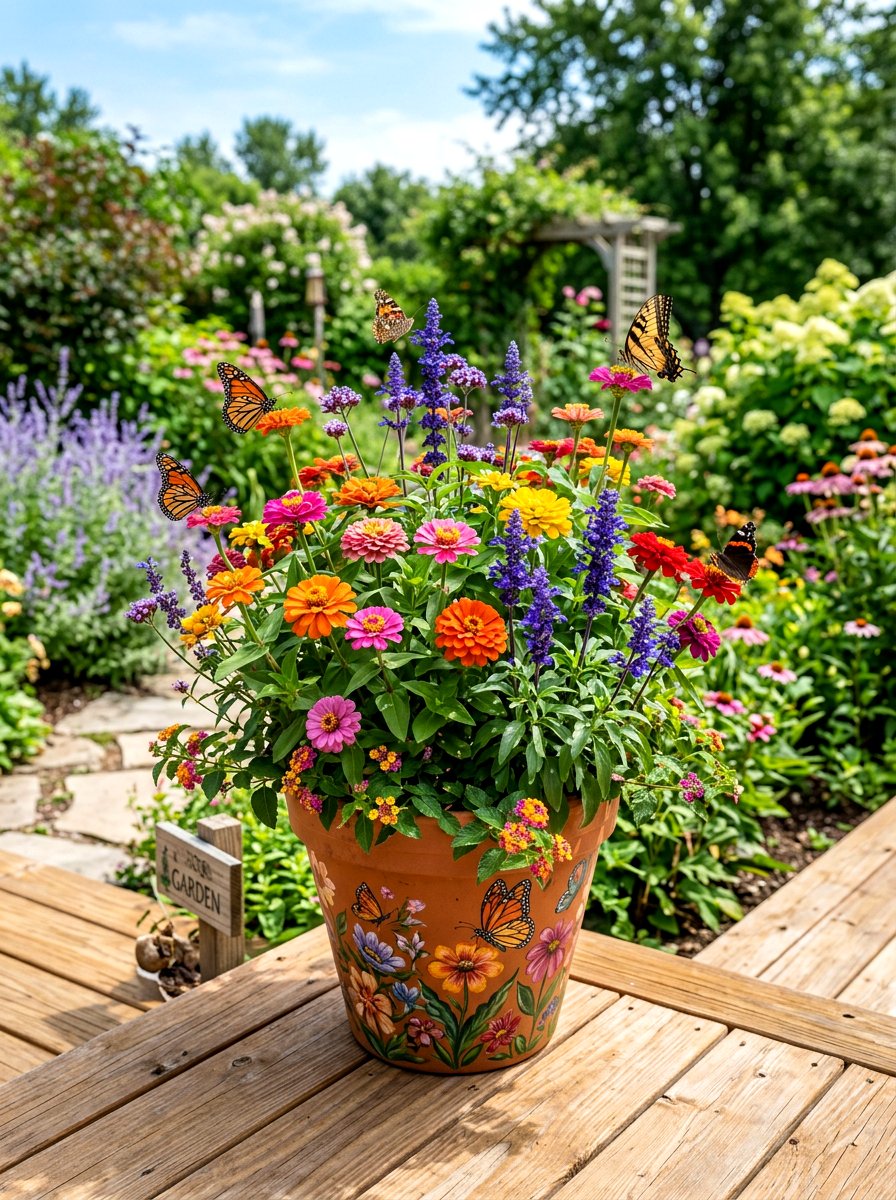 Pollinator Garden Pot - 30 balcony container garden ideas