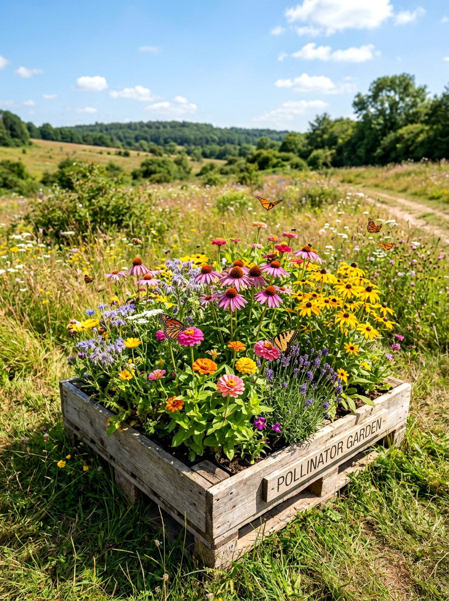 Pollinator Pallet Garden - 30 pallet garden wall ideas