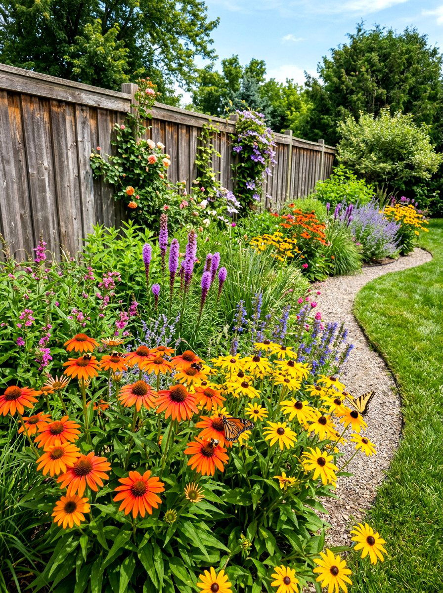 Pollinator Perennial Border - 30 perennial border ideas