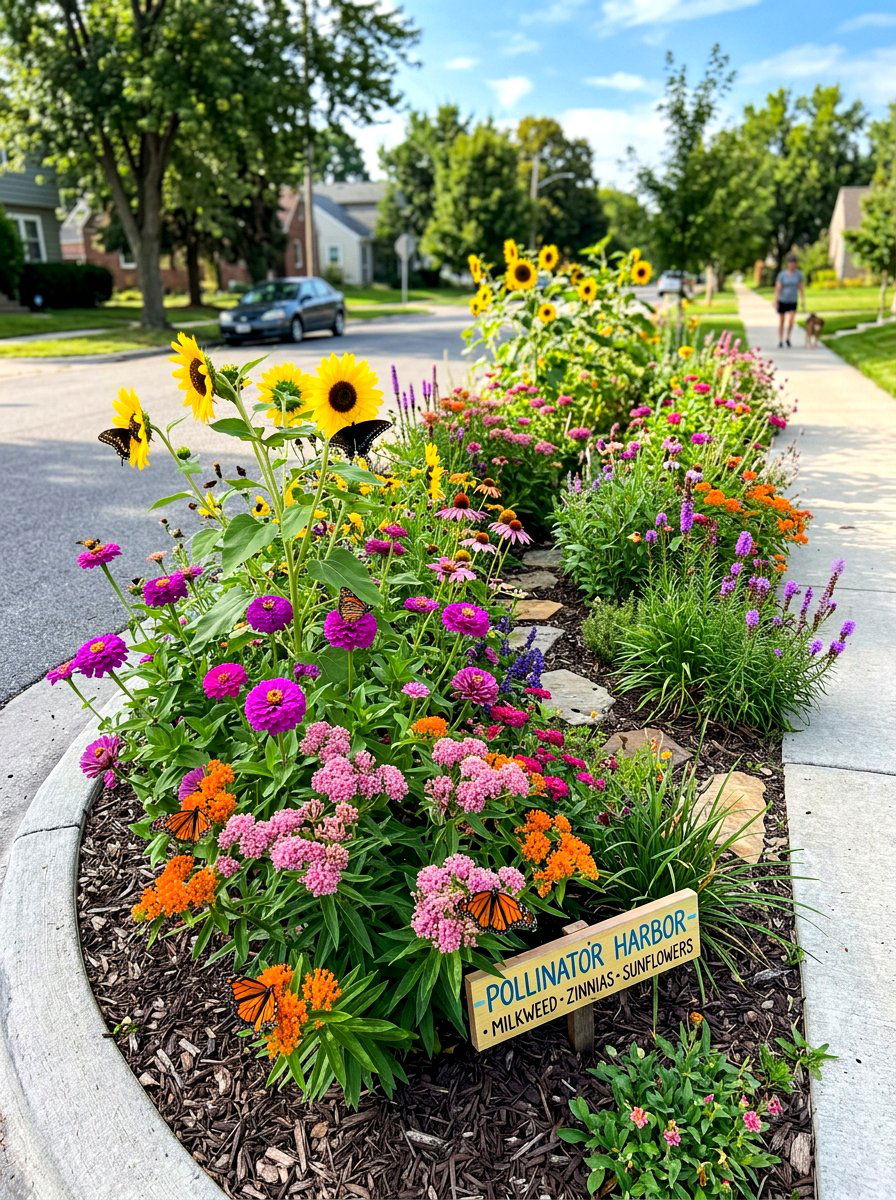 Pollinator friendly hellstrip - 30 curbside planting strip ideas