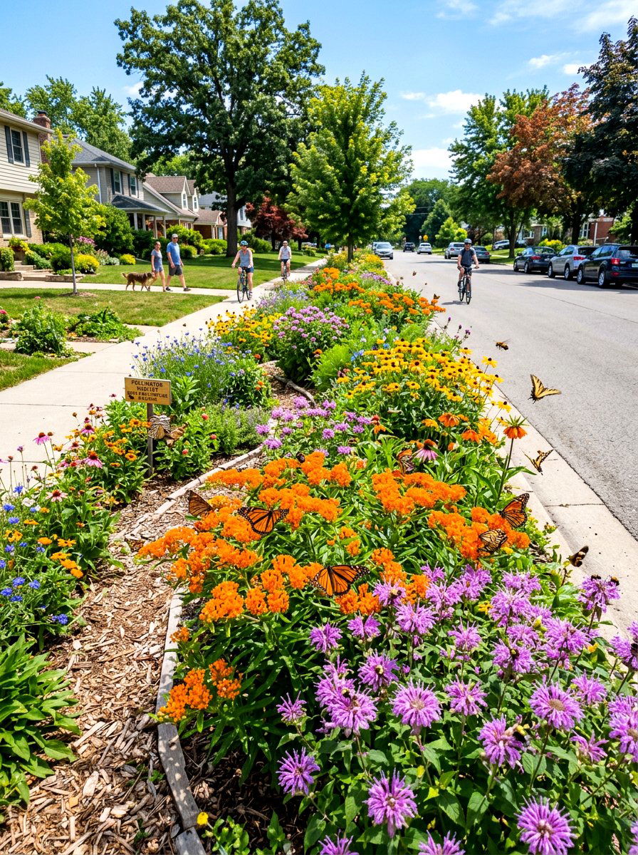 Pollinator friendly street strip - 30 hellstrip garden ideas