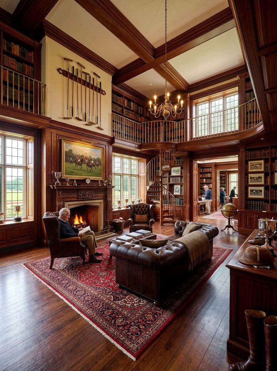 Polo Inspired Library - 30 equestrian decor ideas
