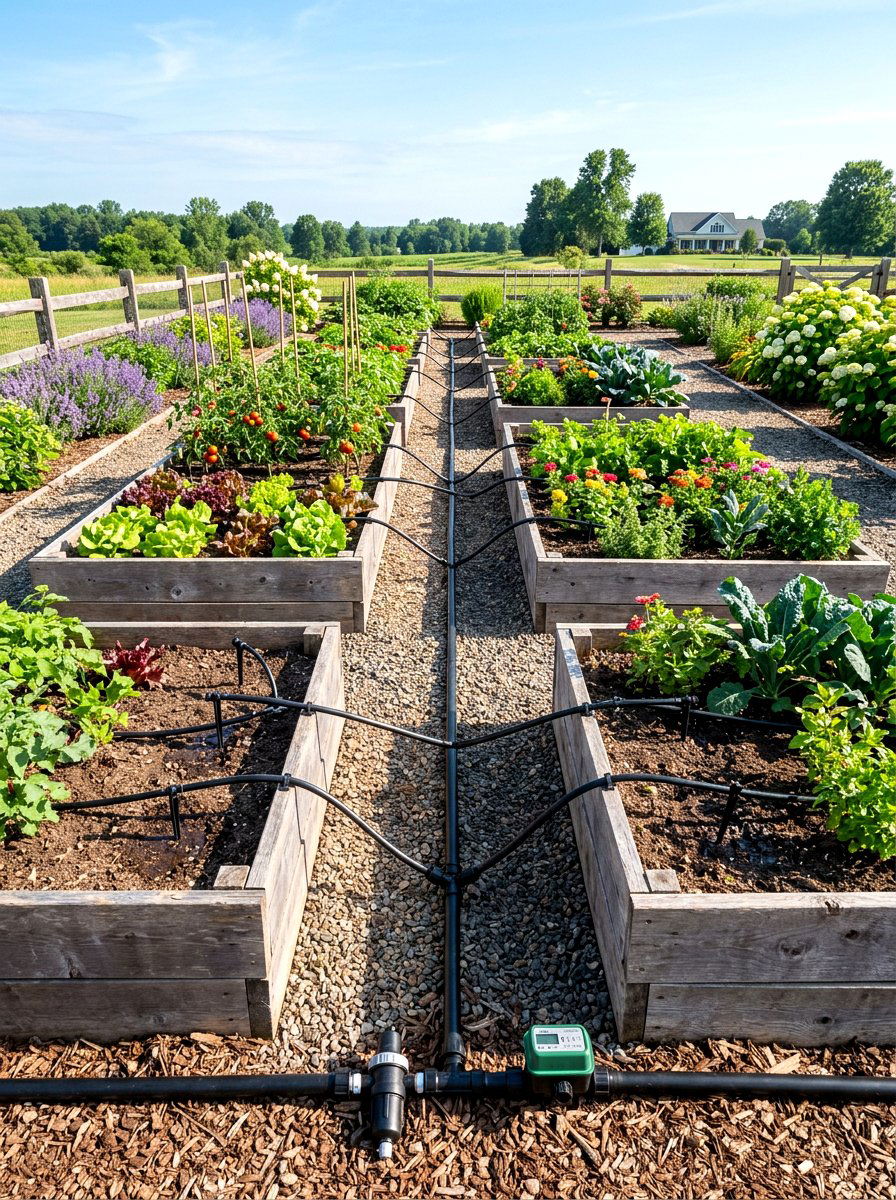 Poly tubing layout - 30 raised bed irrigation ideas