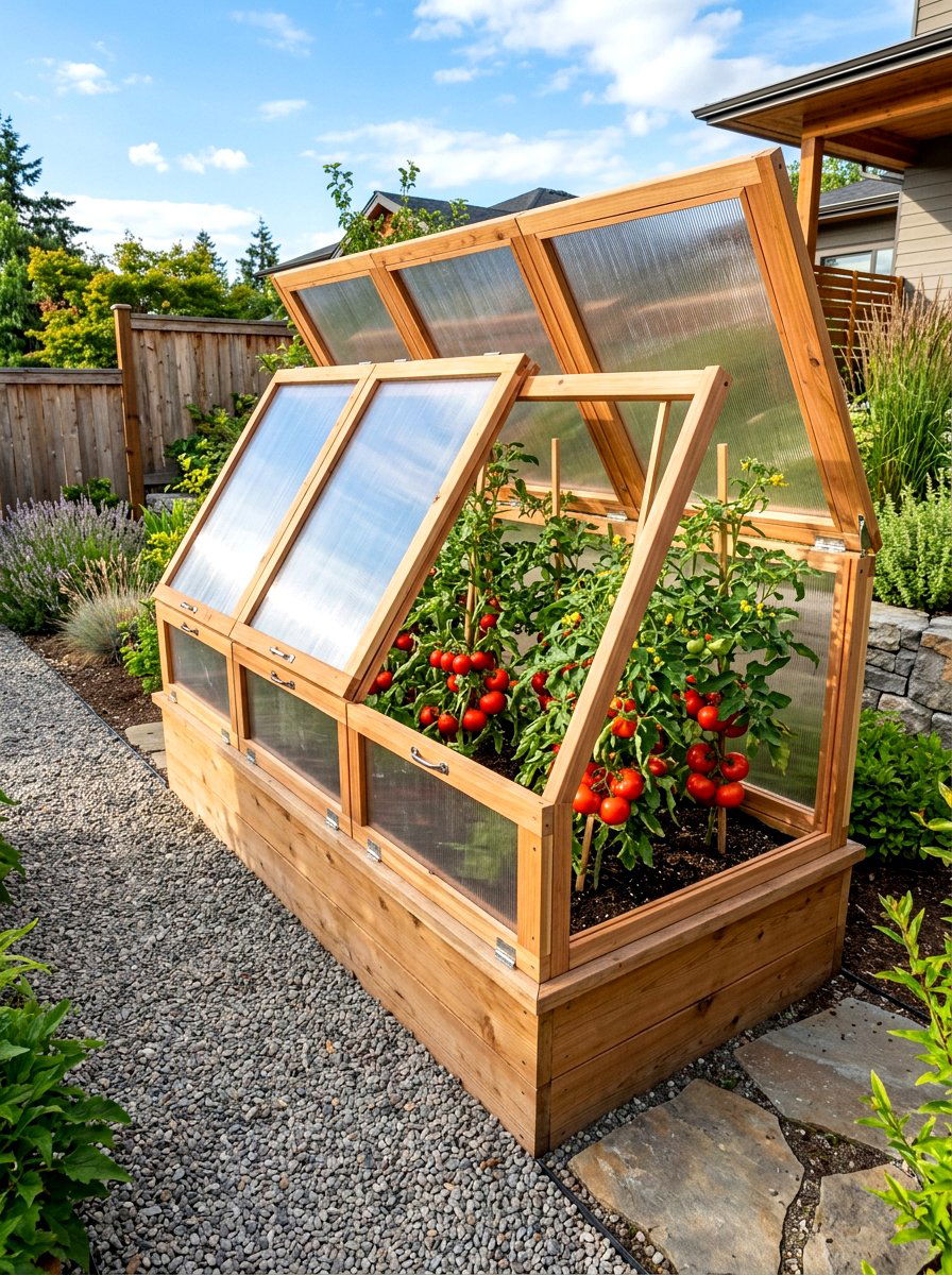 Polycarbonate Garden Bed Cover - 30 raised bed greenhouse ideas