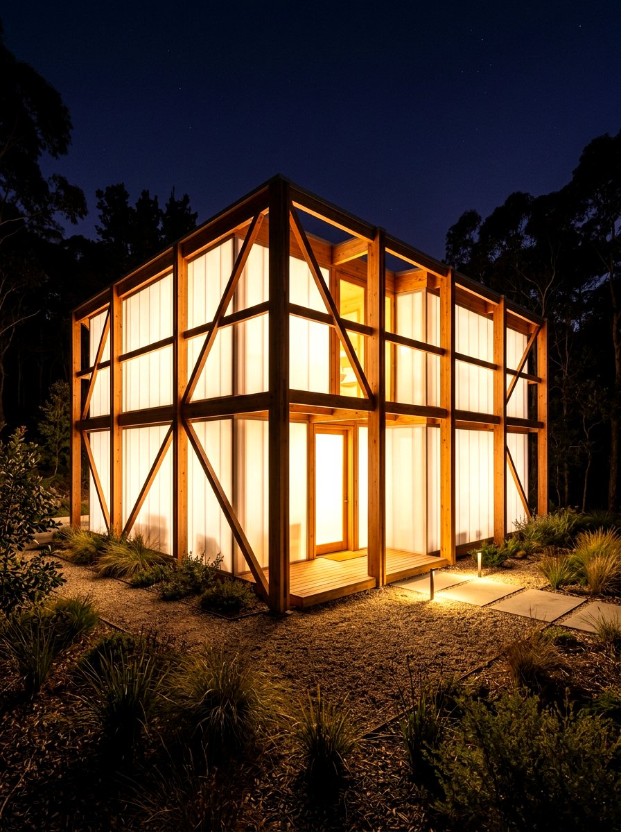 Polycarbonate and timber - 30 mixed material facade ideas