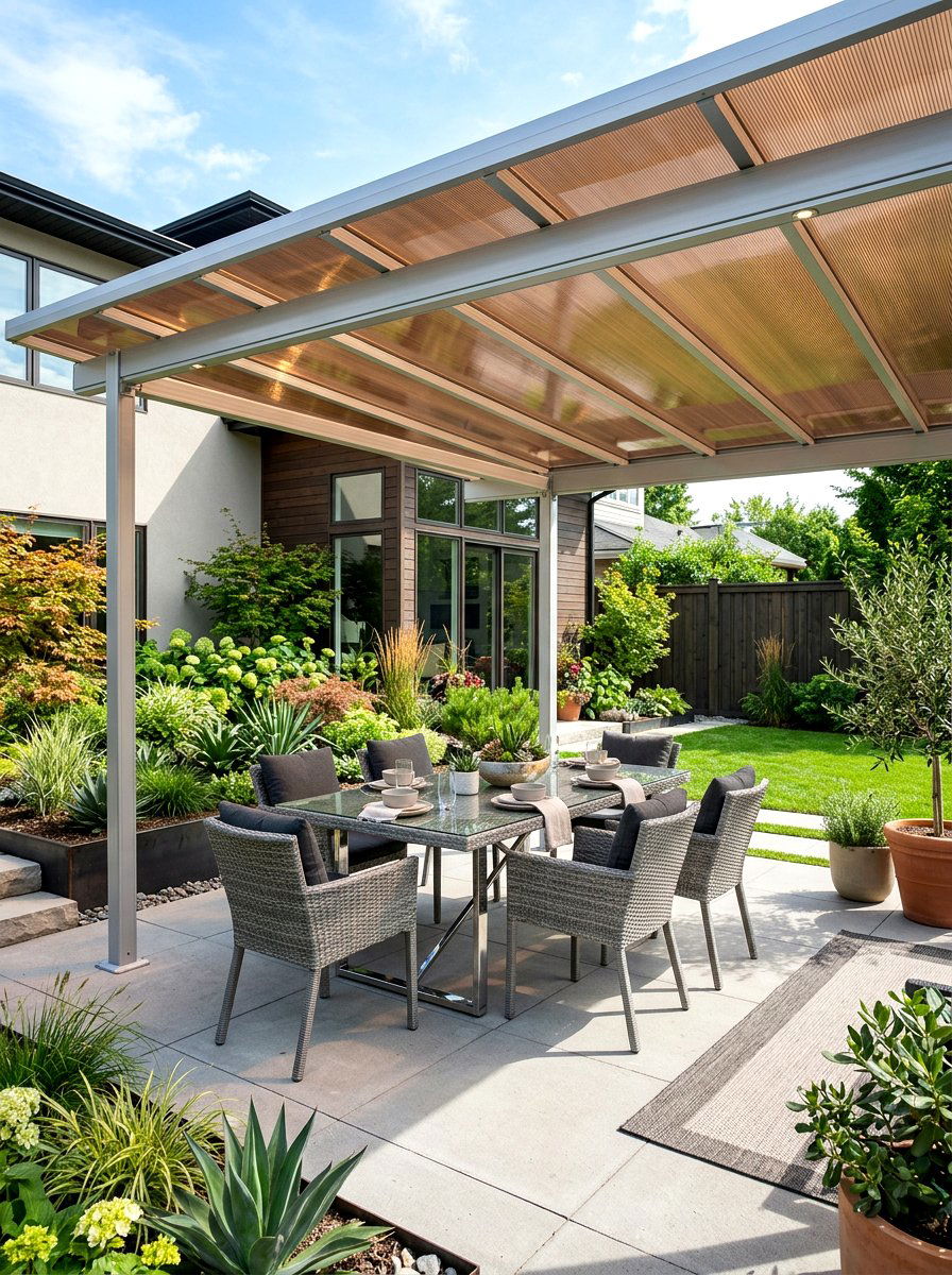 Polycarbonate awning panels - 30 patio canopy ideas