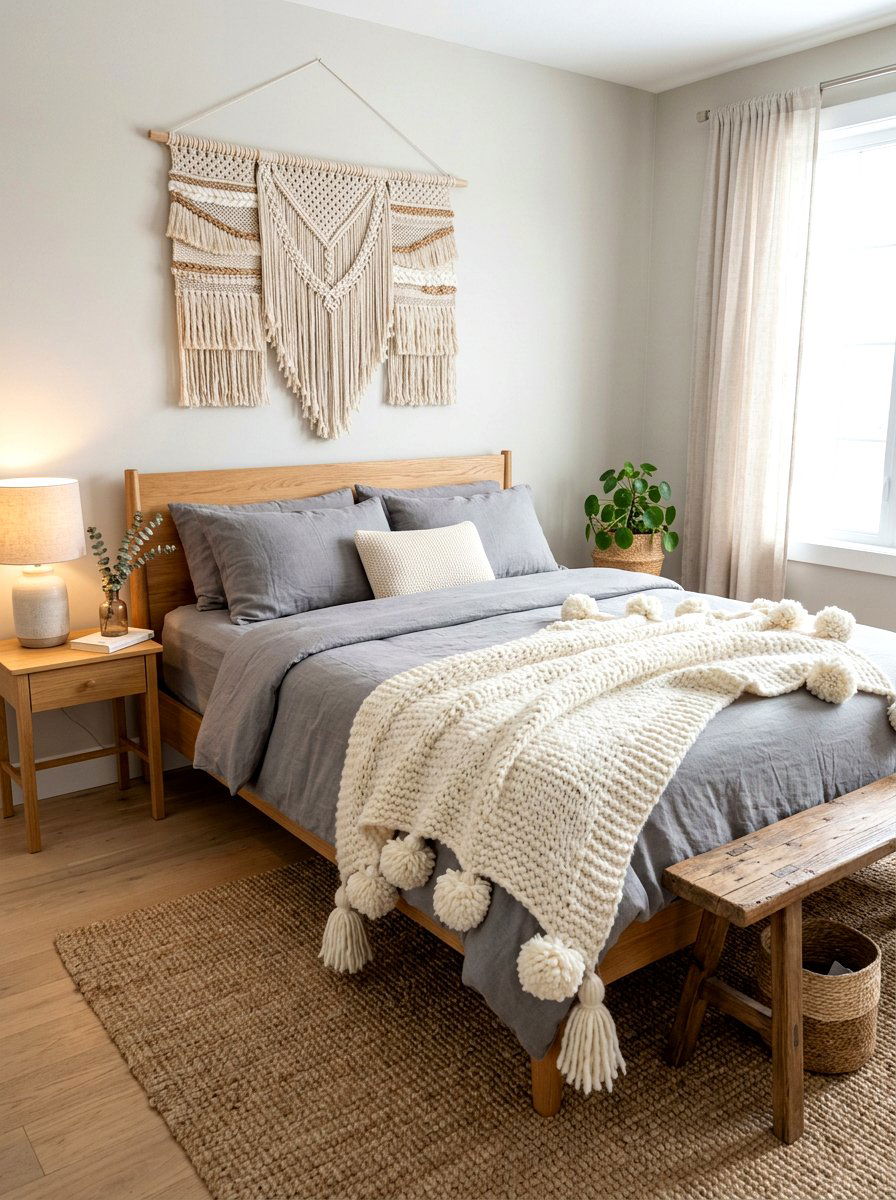 Pom Pom Blanket - 30 Moroccan bedroom ideas
