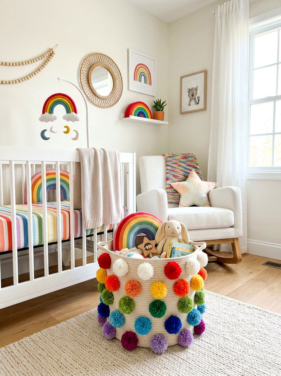 Pom Pom Nursery Basket - 30 nursery storage basket ideas