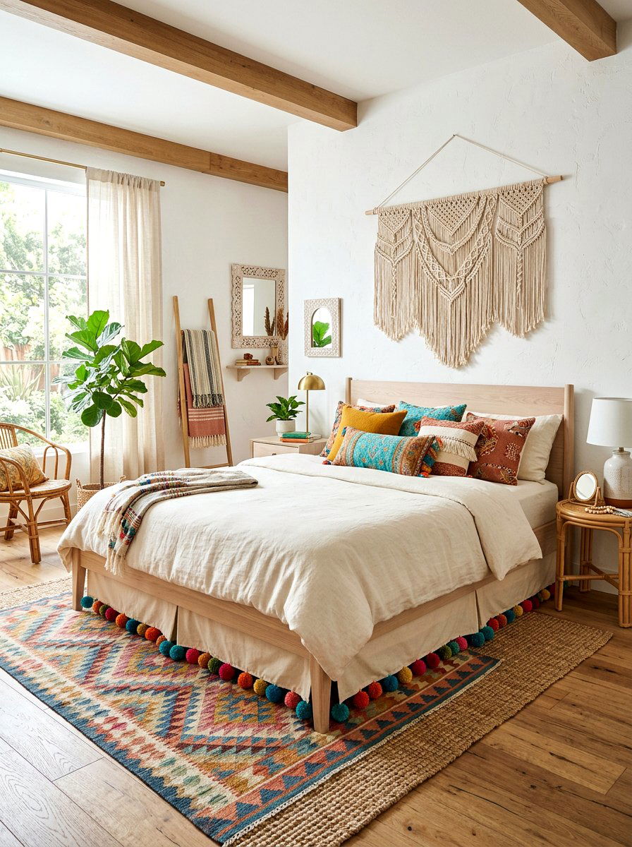 Pom Pom Trim Bed Skirt - 30 tailored bed skirt ideas