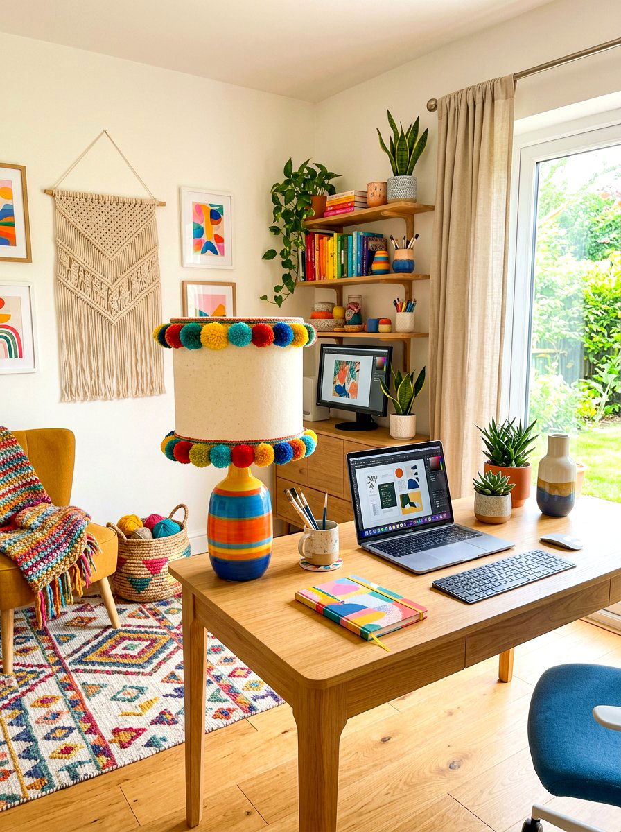 Pom Pom Trim Lampshade - 30 frilly lampshade ideas