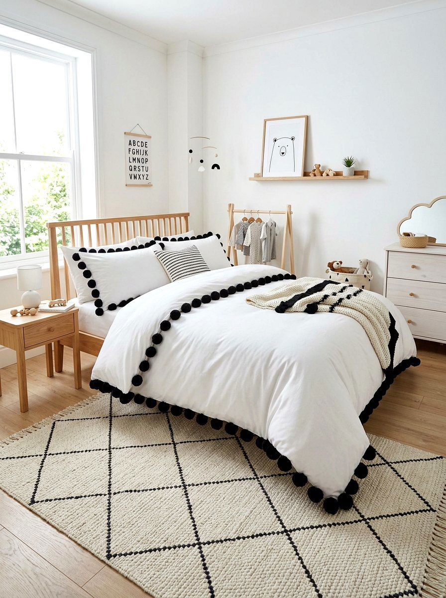Pom pom trim bedding - 30 pillowy bed styling ideas