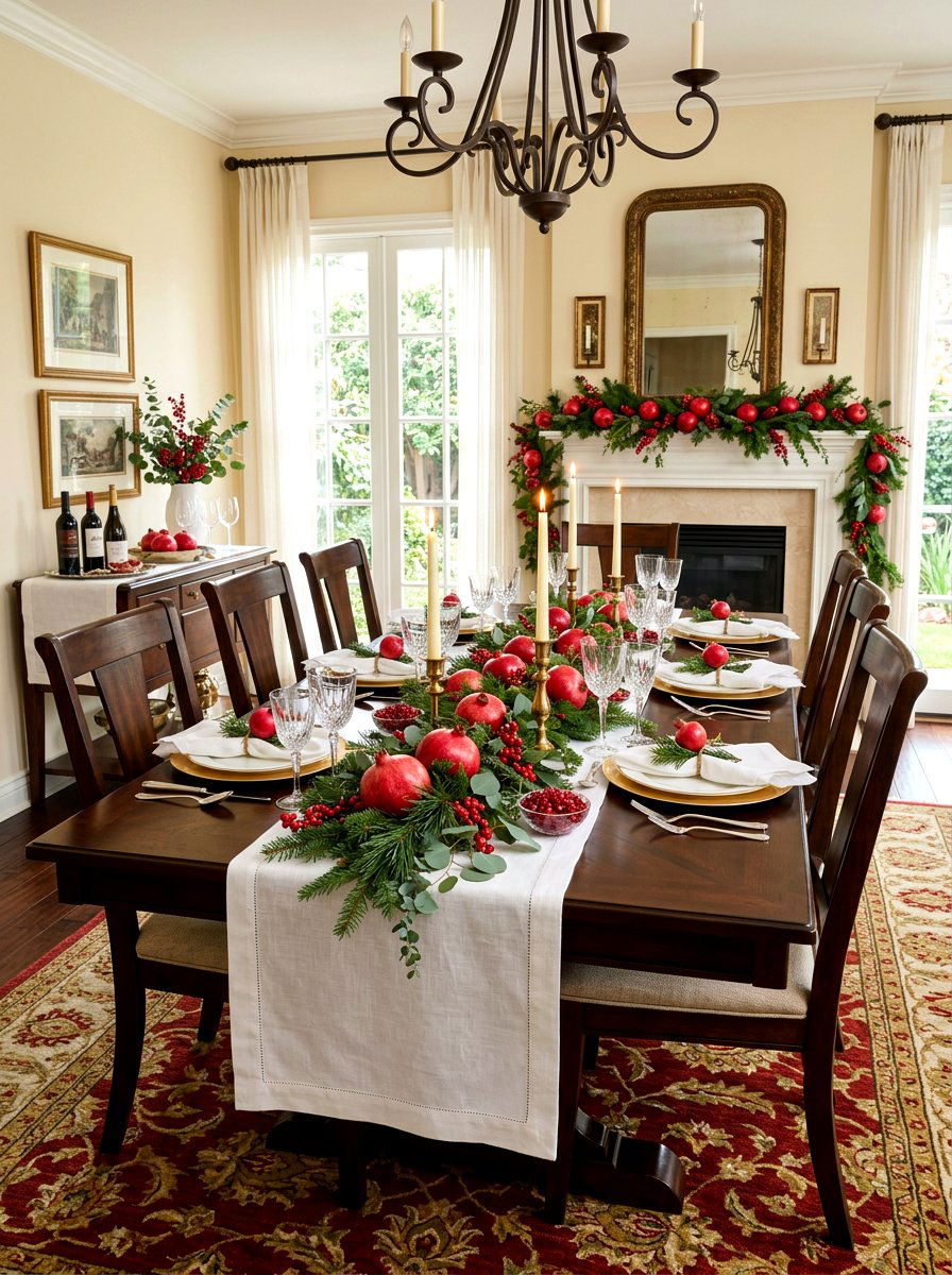 Pomegranate Table Centerpiece - 30 Thanksgiving table decor ideas