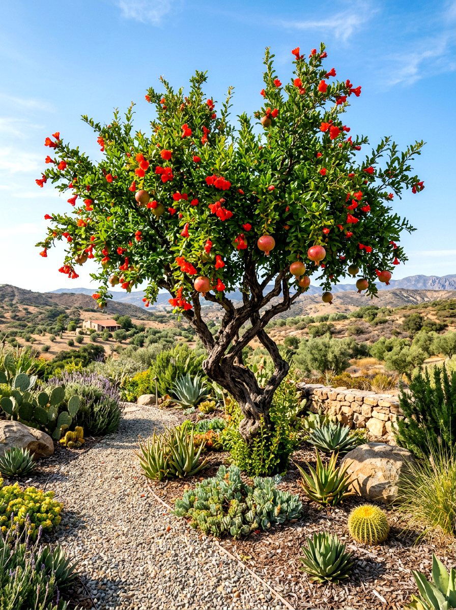 Pomegranate Tree Landscape - 30 edible landscaping ideas