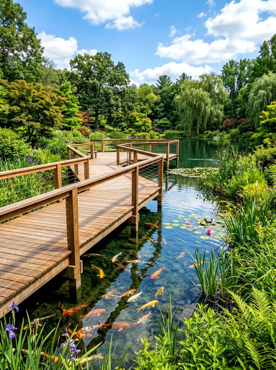 Pond Edge Boardwalk - 30 boardwalk garden path ideas
