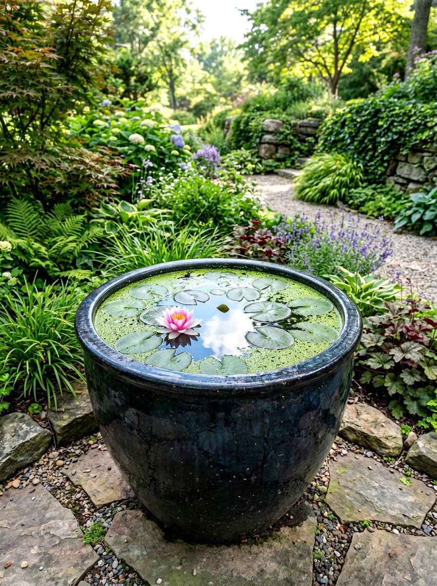 Pond in a Pot - 30 balcony container garden ideas