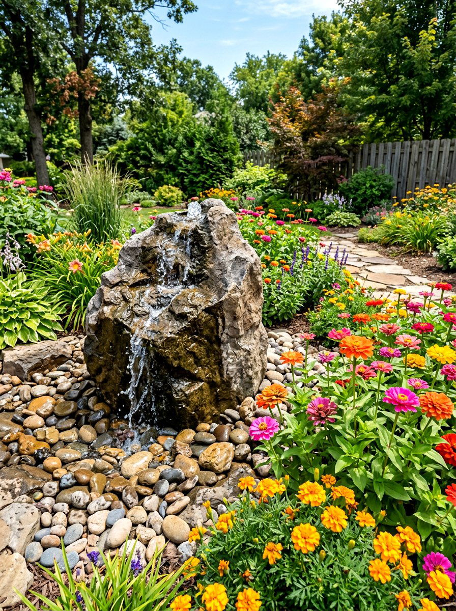 Pondless Rock Fountain - 30 bubbling rock fountain ideas