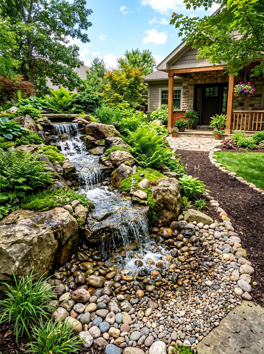 Pondless waterfall - 30 front yard water feature ideas