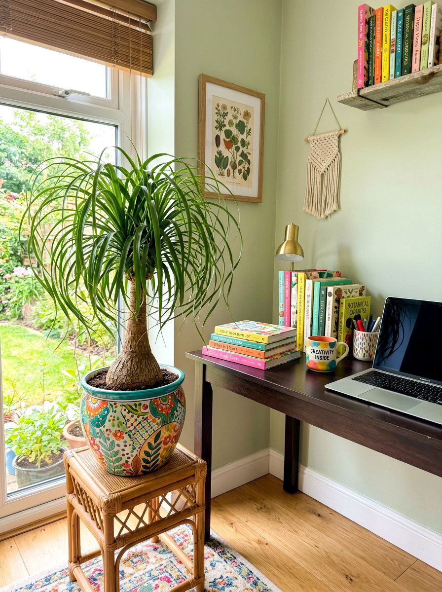 Ponytail Palm Small Corner - 30 indoor tree corner ideas