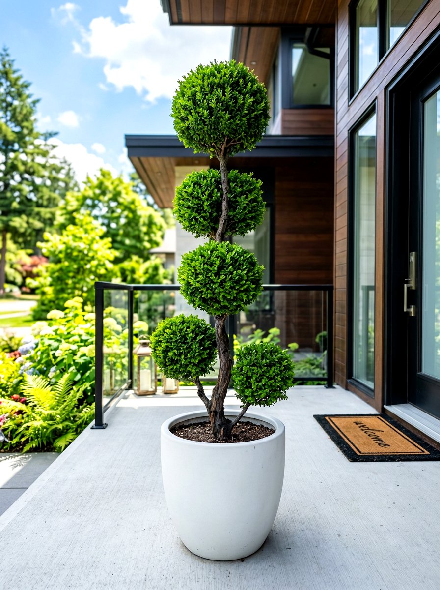 Poodle Cut Topiary Porch - 30 topiary front porch ideas aesthetic