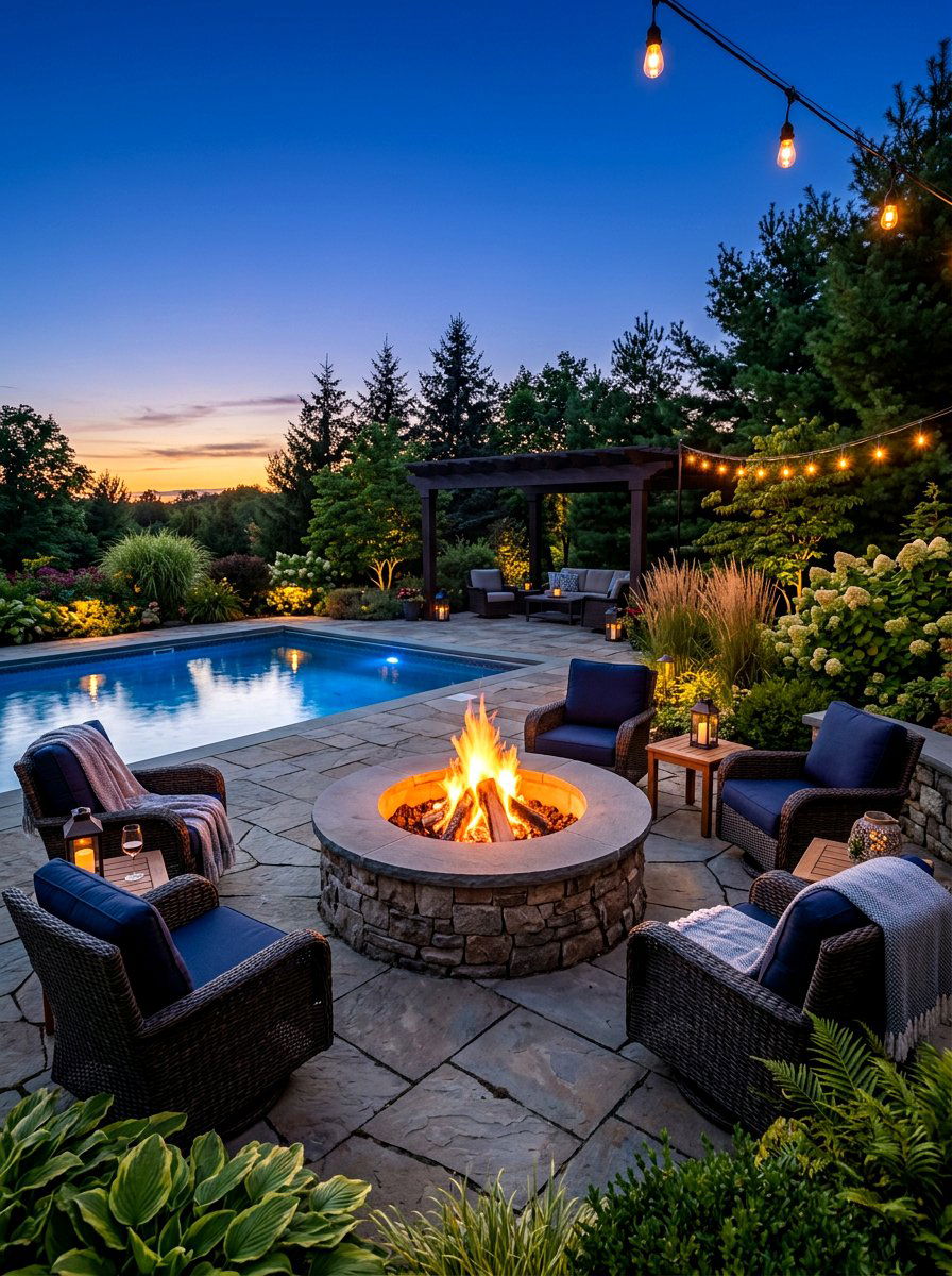 Pool Deck With Fire Pit - 30 pool deck ideas