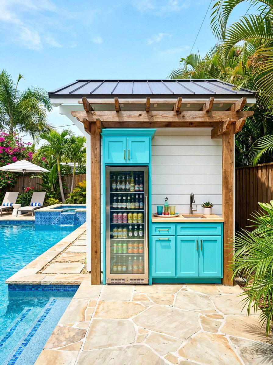 Pool House Drink Fridge Cabinet - 30 beverage cooler cabinet ideas