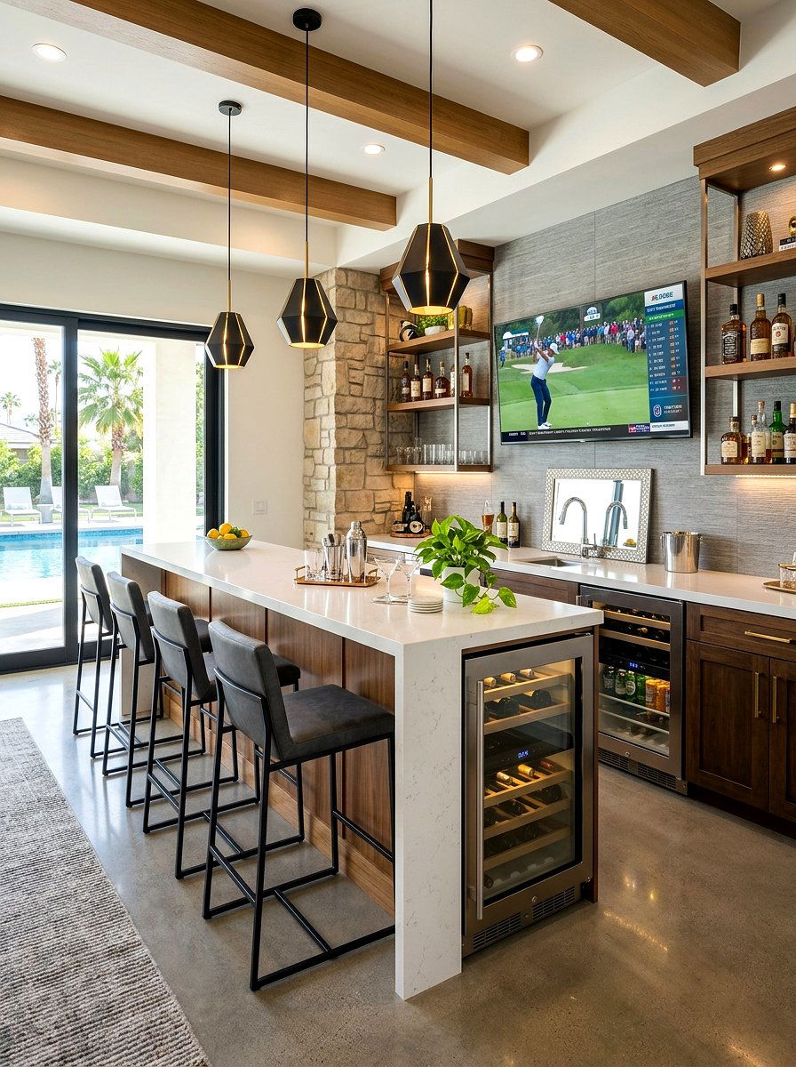 Pool House Entertainment Bar - 30 pool house decor ideas