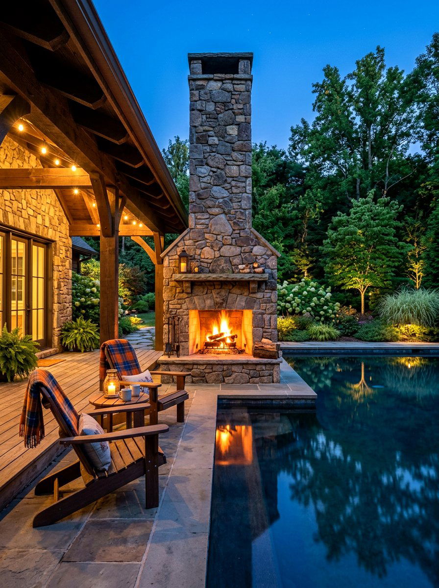 Pool House Fireplace - 30 pool house ideas