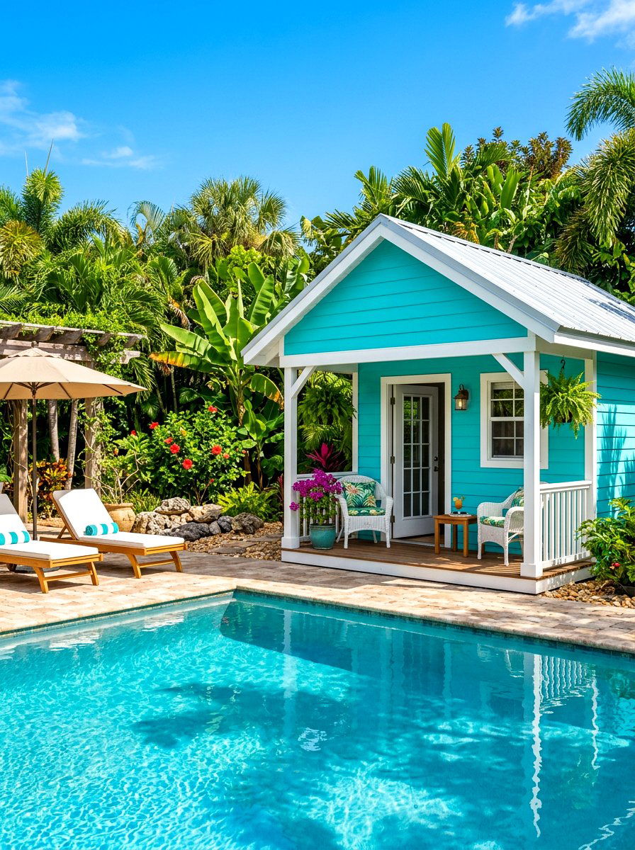Pool House Shed - 30 outdoor storage shed ideas