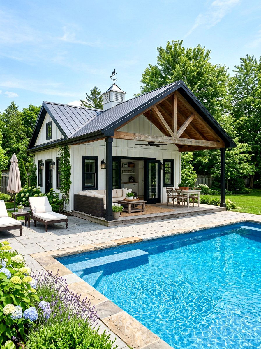 Pool House Shed - 30 farmhouse shed ideas