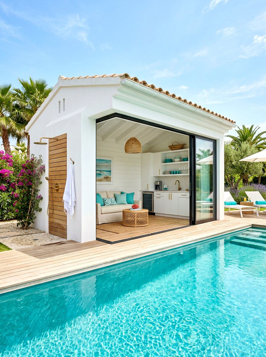 Pool House Suite - 30 cozy backyard room ideas