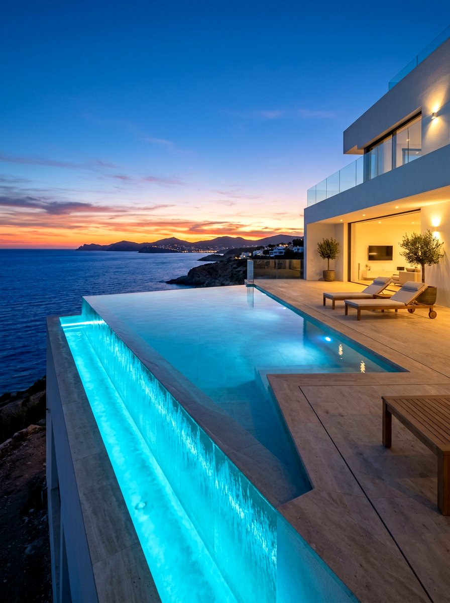 Pool Infinity Edge Lighting - 30 pool lighting ideas