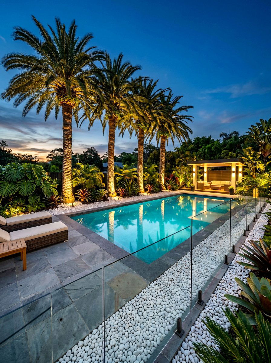 Pool Landscape Uplighting - 30 pool lighting ideas